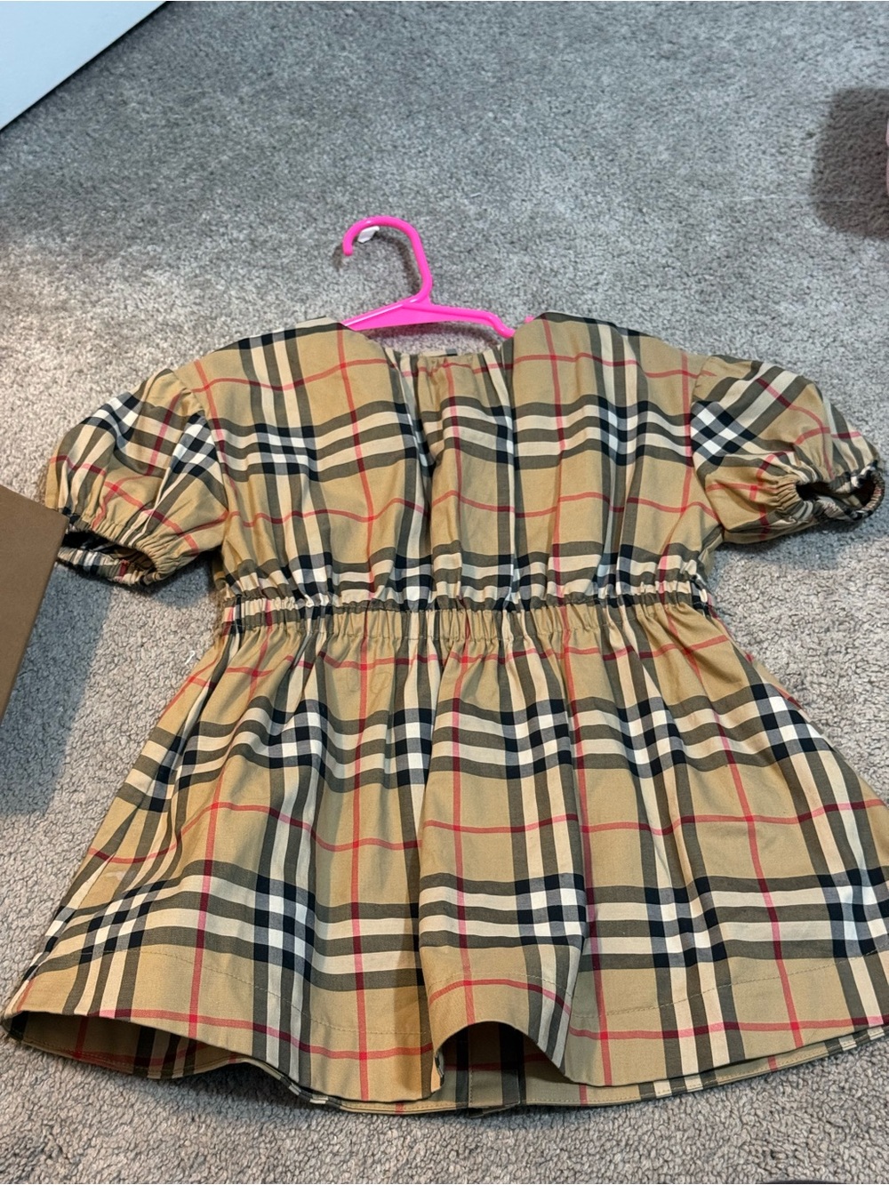 Classic Beige Plaid Girls' Dress
